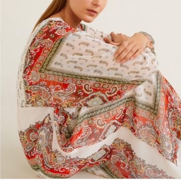 MANGO | chiffon midi flowy paisley dress - Picture 3 of 6